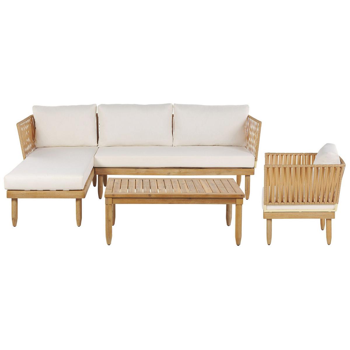 LOUNGE-SET 4-Sitzer hellbraun Cremona - Hellbraun, Holz - Beliani