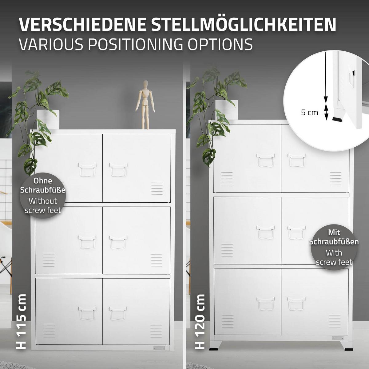 AKTENSCHRANK 75x40x120 cm Weiß aus Stahl - Weiß, Metall (40/120/75cm) - ML-DESIGN