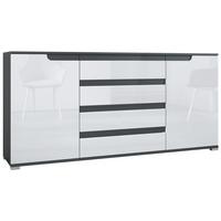 SIDEBOARD Sylt Weiß Hochglanz / Anthrazit matt - Weiß Hochglanz, Holzwerkstoff (166.5/75.5/35cm) - Vladon
