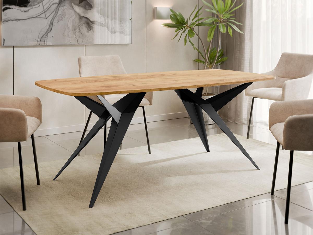 ESSTISCH ausziehbar Axis - Eichefarben/Schwarz, Holzwerkstoff/Metall (90/160/76cm) - MIRJAN24