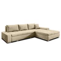 ECKSOFA L Form Tunceli Beige 297/210/85 cm – modernes Sofa fürs Wohnzimmer - Beige/Silberfarben, Textil/Metall (297/210cm) - AX Living