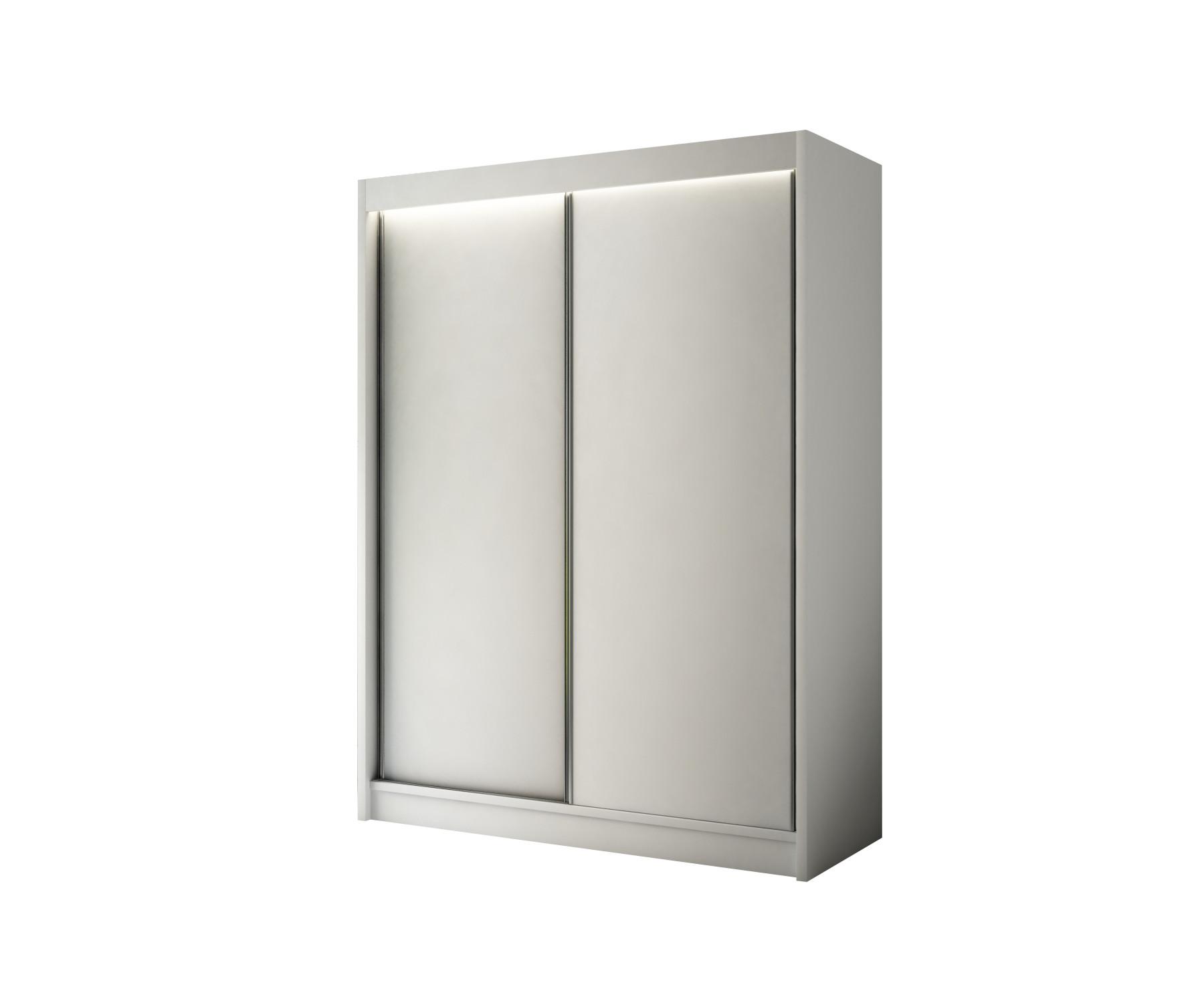 KLEIDERSCHRANK BEROG mit LED - 150 cm - Weiß - Weiß, Holzwerkstoff (150/215/61cm) - ALTDECOR