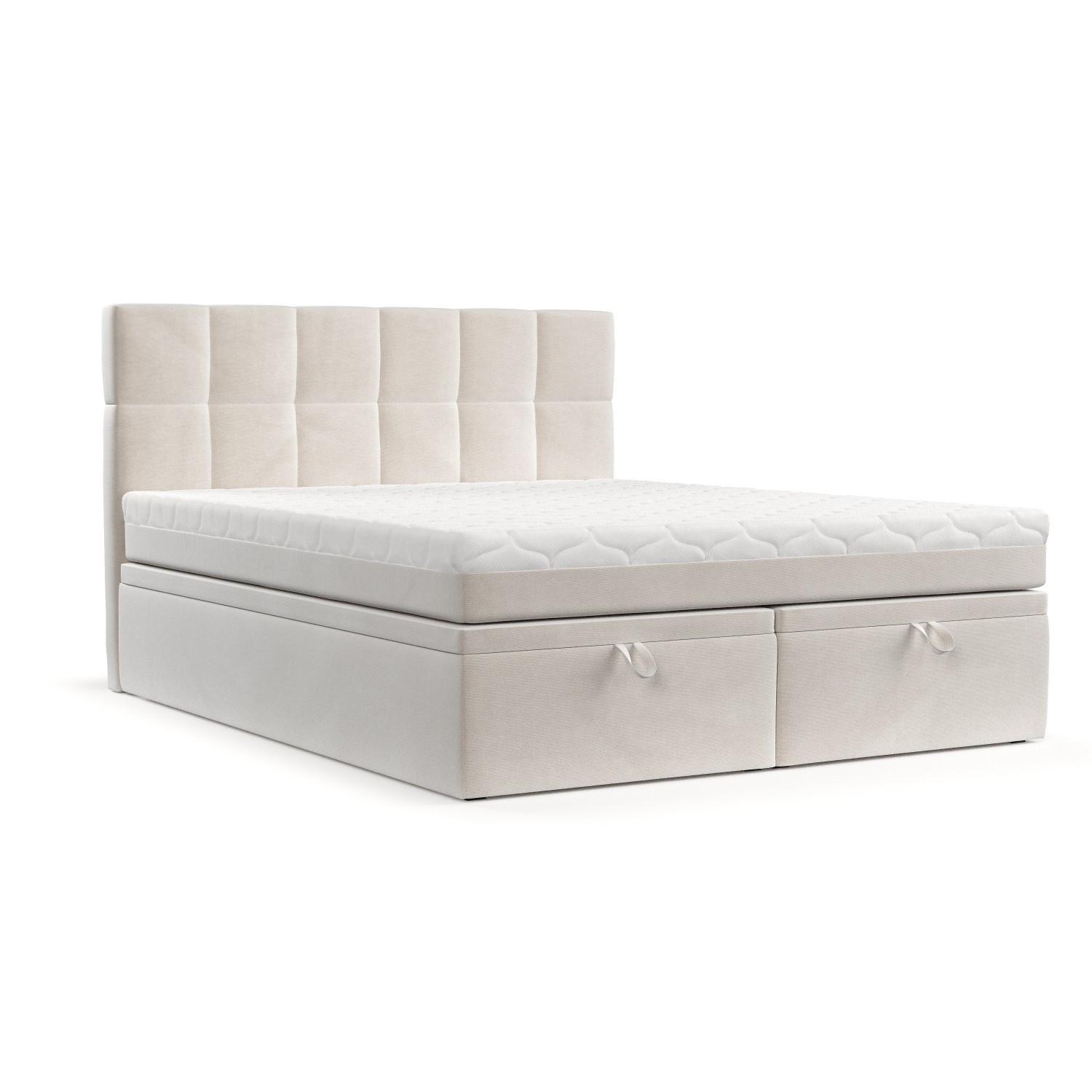 BOXBETT Elano 140/200 cm Creme im Paros Stoff - Creme/Schwarz, Holz/Holzwerkstoff (140/200cm) - AltaBeds