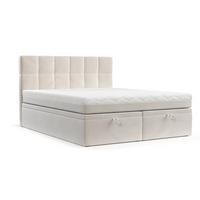 BOXBETT Elano 140/200 cm Creme im Paros Stoff - Creme/Schwarz, Holz/Holzwerkstoff (140/200cm) - AltaBeds