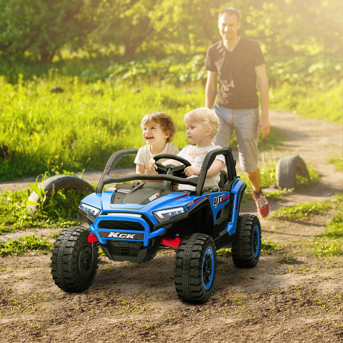 ELEKTRO Kinderauto, Geländewagen mit 2,4G Fernbedienung, 5-7 km/h für 3-8 Jahre - Blau, Kunststoff/Metall (117/72/67cm) - AIYAPLAY