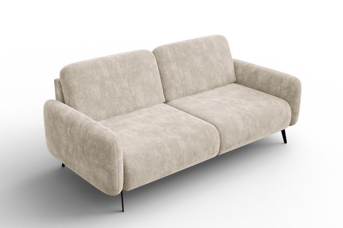 SOFA FEBE 3-Sitzer, cremefarbener Chenille-Stoff - Creme/Schwarz, Holz/Textil (190/82/96cm) - Wozimo