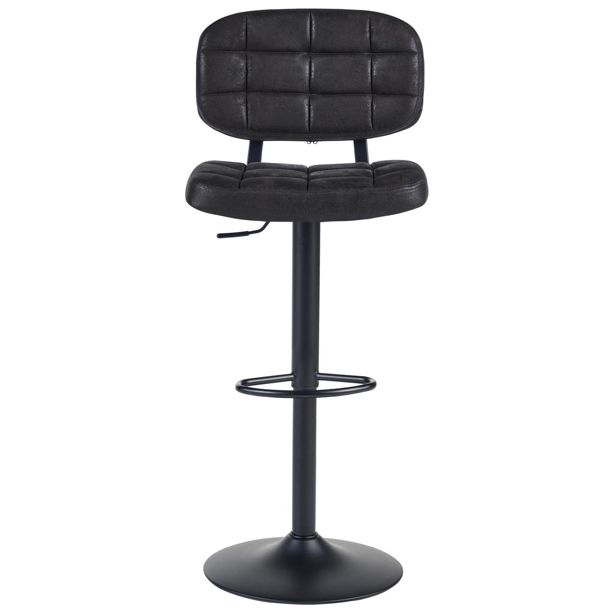 BARHOCKER 2er-Set Kunstwildleder drehbar Schwarz Tilton - Schwarz, Textil (49/96/42cm) - Beliani