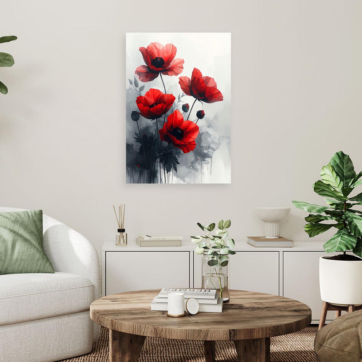 LEINWANDBILDER, Rote zarte Blumen - Rot, Textil (20/30cm) - Feeby