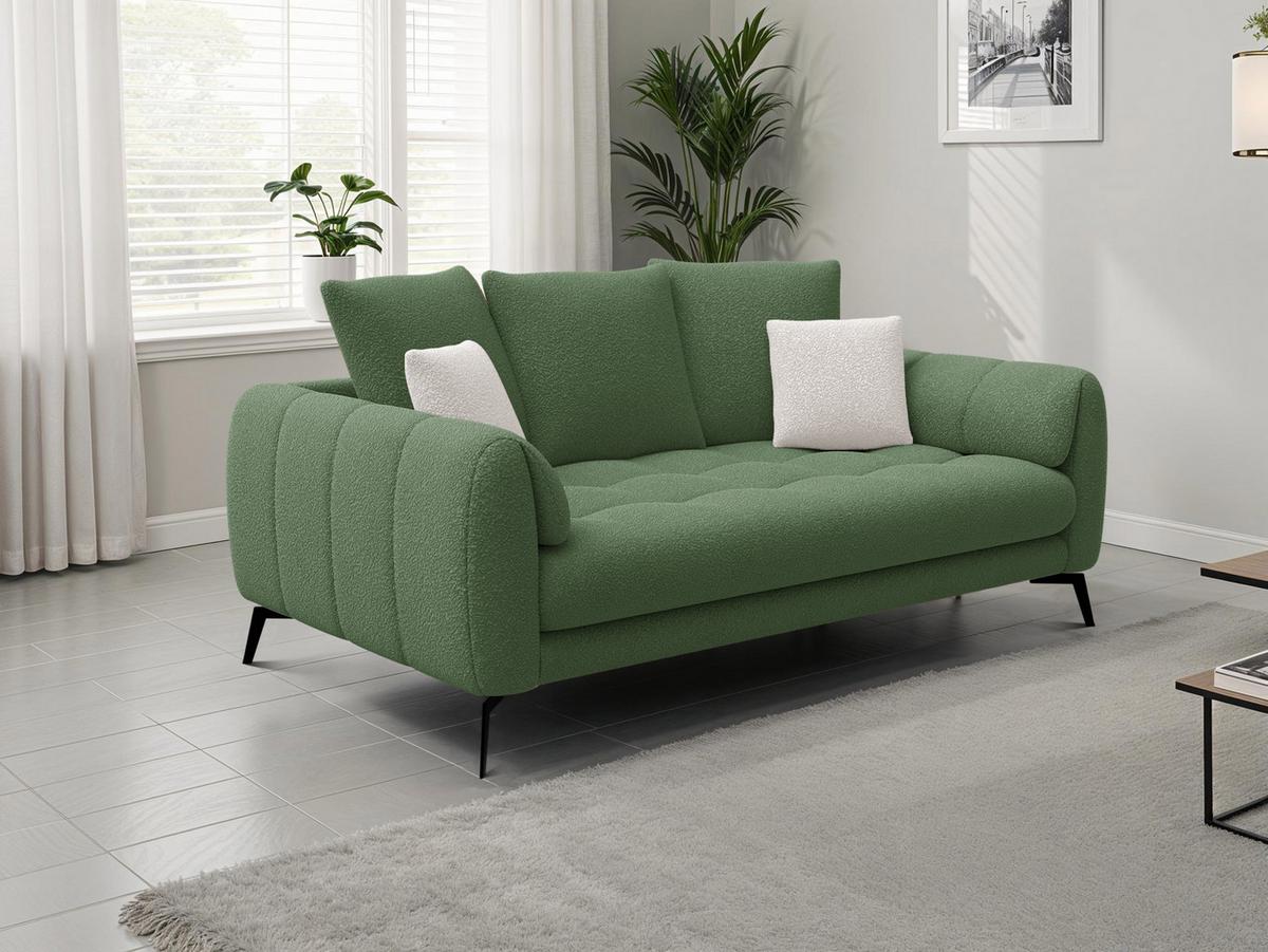 SOFA CALME 2,5-Sitzer, olive - Schwarz/Olivgrün, Holz/Textil (199/92/108cm) - Wozimo