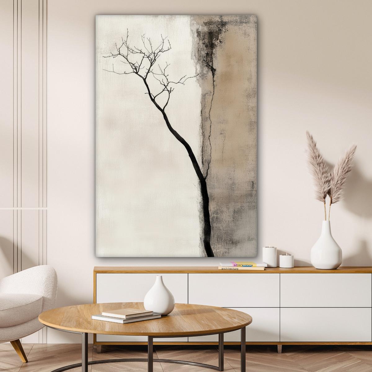 LEINWANDBILD Wabi sabi - Pflanze - Beige Deko XXL 80x120 cm - Taupe, Textil (80/120cm) - MuchoWow