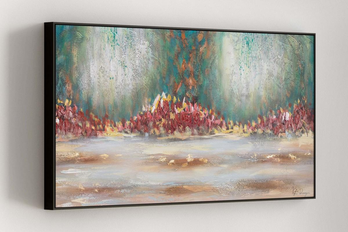 ACRYLBILD HANDGEMALT 120/60 cm - Blau/Rot, Holz/Textil (120/60cm) - KUNSTLOFT