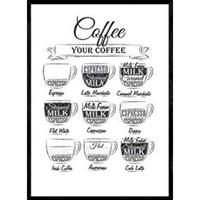 POSTER Kaffeebleche Weißer Hintergrund A3 Schwarzer Rahmen - Schwarz, Papier (29.7/5/42cm) - Nacnic