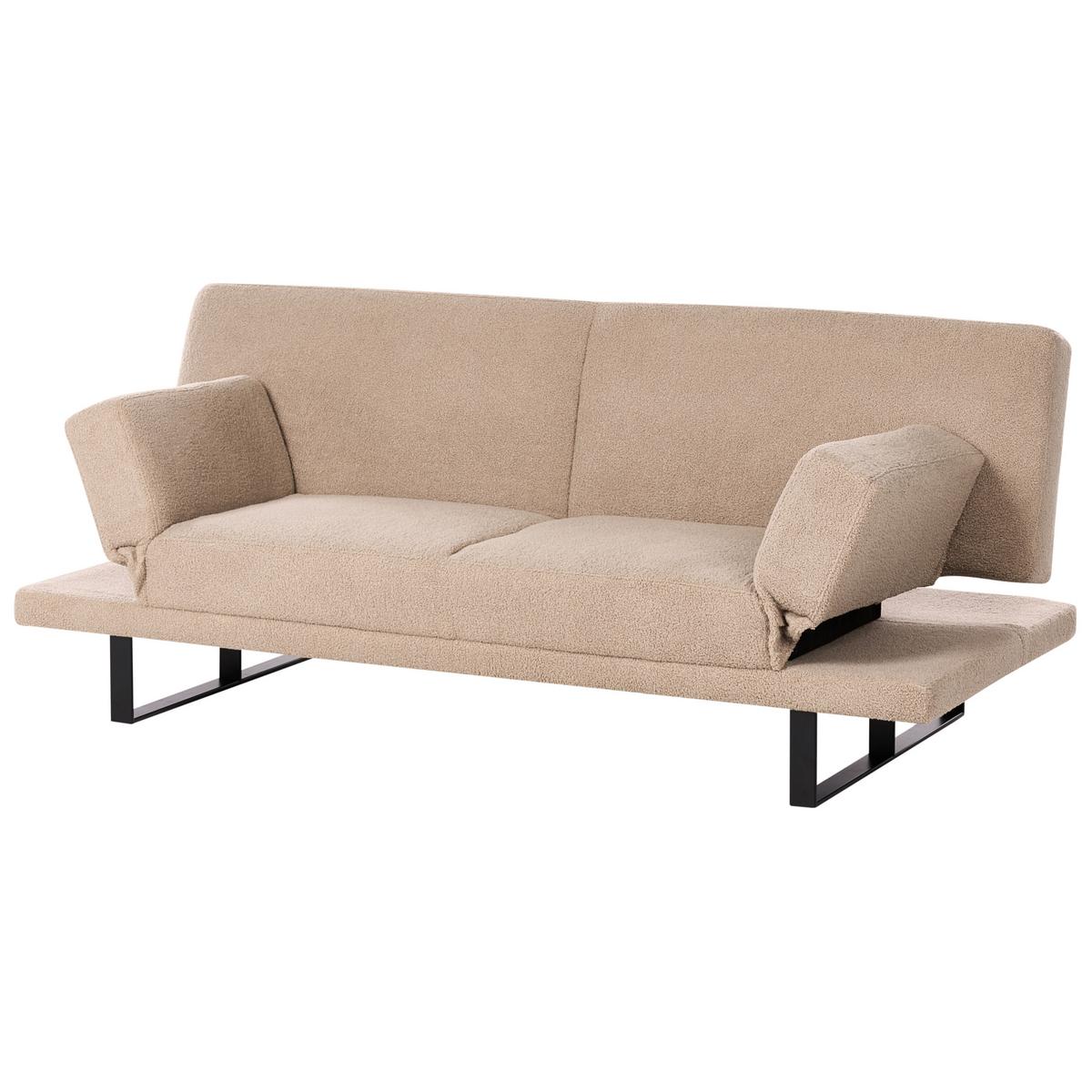 SCHLAFSOFA 2-Sitzer Bouclé Sandbeige York - Sandfarben/Beige, Textil (190/81/89cm) - Beliani