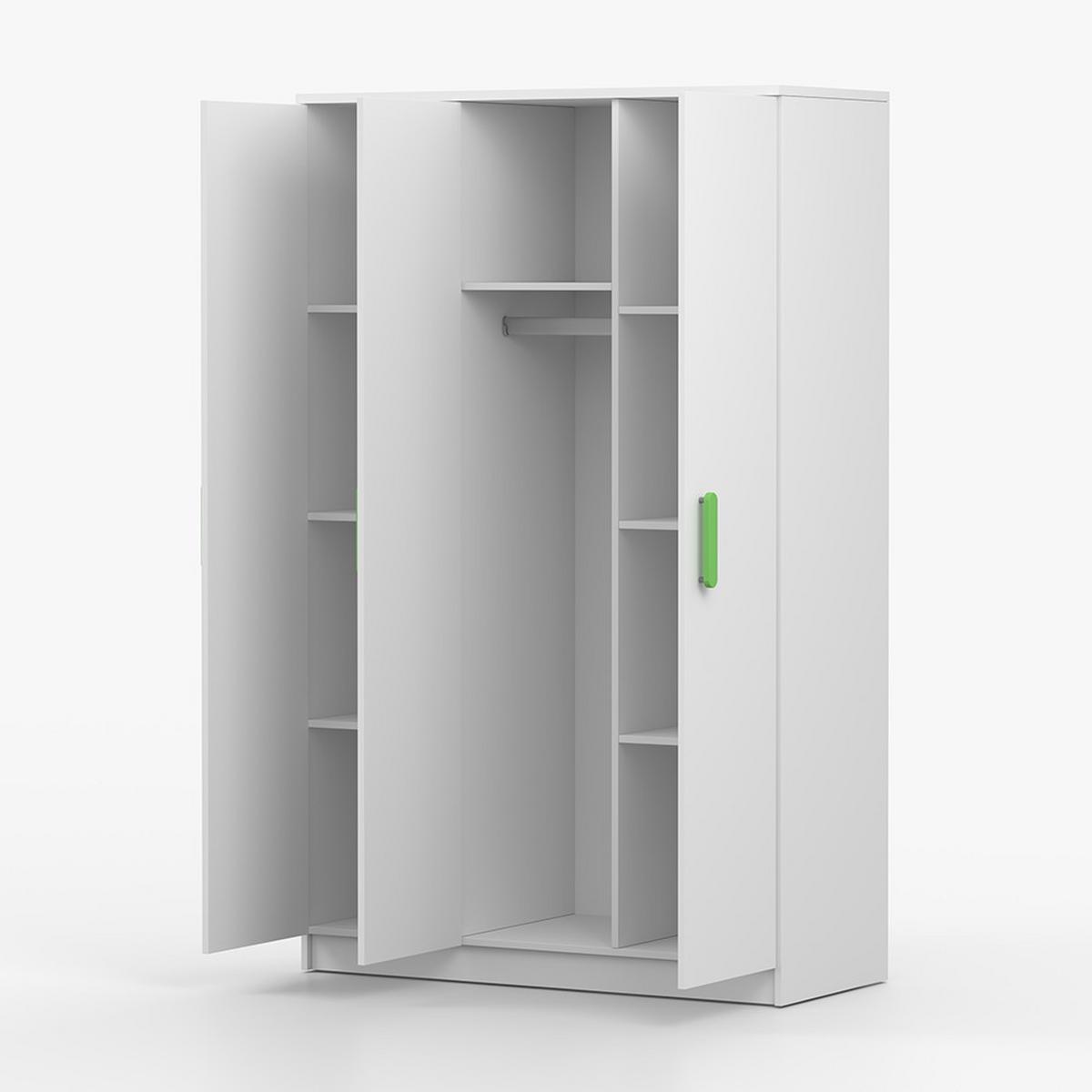 KLEIDERSCHRANK Jonas I 2D 19, 120/192/50, 3-türig, weiß - Weiß/Grün, Holzwerkstoff (120/194/50cm) - imoebel24