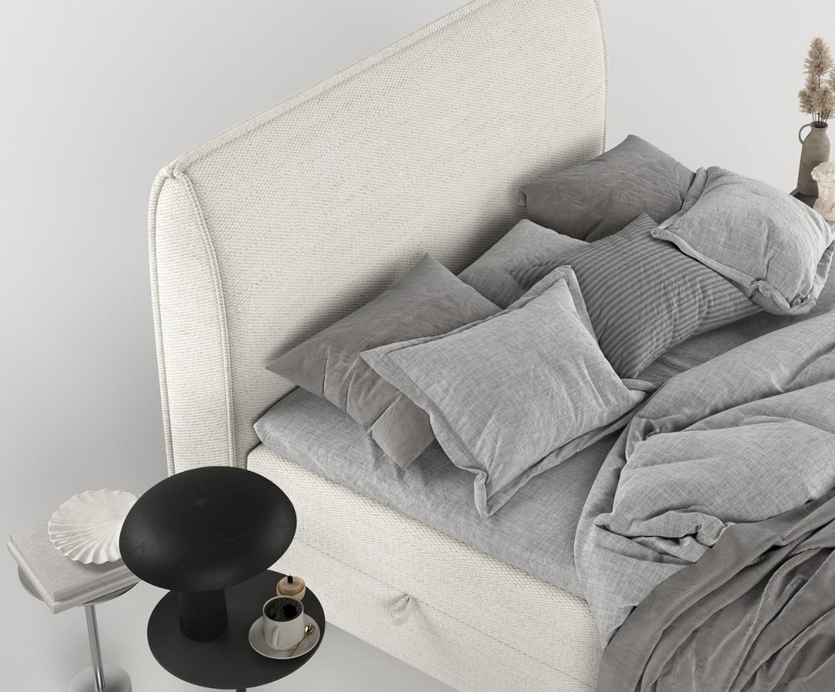 BOXBETT Lunaro 200/200 cm Creme im Modesto Stoff - Creme/Schwarz, Holz/Holzwerkstoff (200/200cm) - AltaBeds