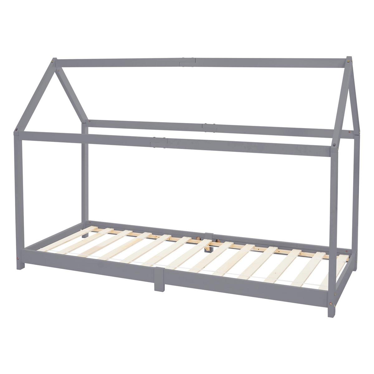 KINDERBETT mit Dach 90x200 cm Hellgrau - Hellgrau, Holz (90/200cm) - ML-DESIGN
