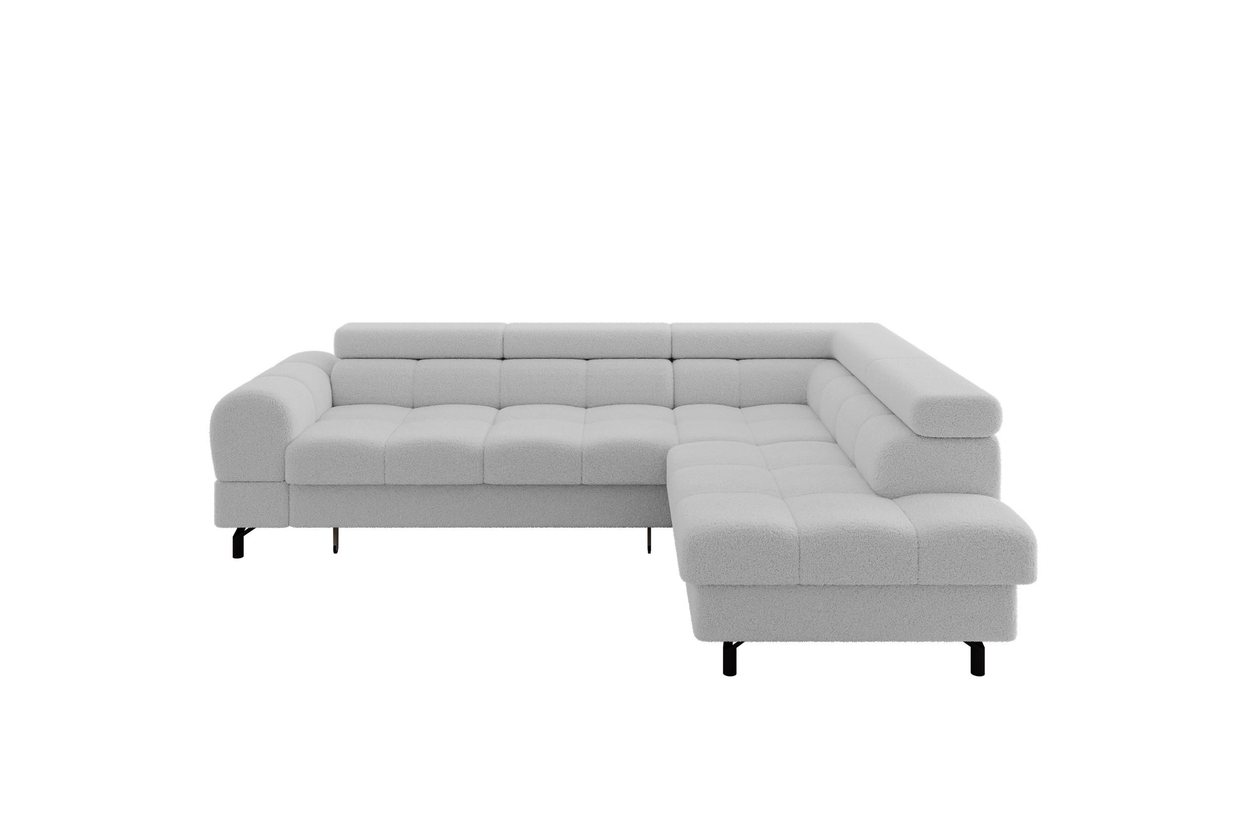 ECKSOFA mit Schlaffunktion Ottomane Rechts LUMA-L 272x203x70 Hellgrau Bouclé - Hellgrau/Schwarz, Holzwerkstoff/Kunststoff (203/272cm) - ALTDECOR