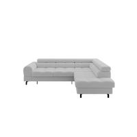 ECKSOFA mit Schlaffunktion Ottomane Rechts LUMA-L 272x203x70 Hellgrau Bouclé - Hellgrau/Schwarz, Holzwerkstoff/Kunststoff (203/272cm) - ALTDECOR