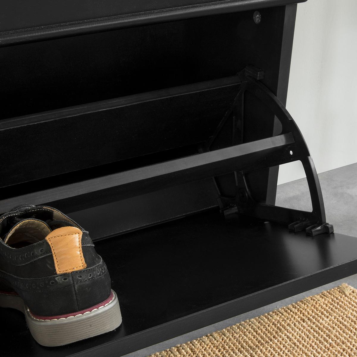SCHUHBANK Schwarz - Schwarz, Holzwerkstoff (104/52/24cm) - SoBuy