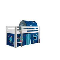 KINDERBETT Karolina 210x114x106 Massivholz Weiß Textilset Astro 2 - Blau/Weiß, Holz (90/200cm) - 58aufmkessel