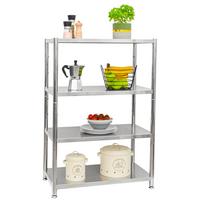 EDELSTAHL-REGAL 74x41x109 bis 160kg inkl. 4 Ebenen - Silberfarben, Metall (41/109/74cm) - shelfr