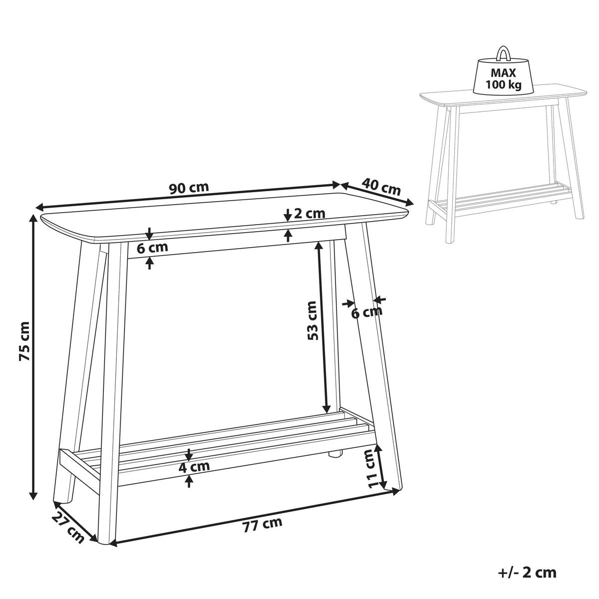 KONSOLENTISCH heller Holzfarbton Tulare - Hellbraun, Holz (90/40/75cm) - Beliani