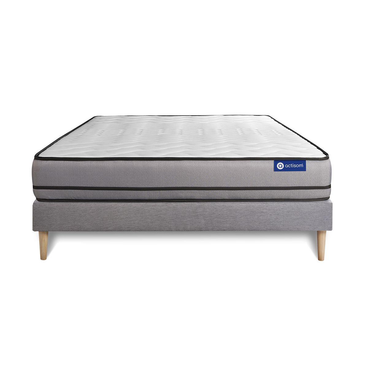 BETT Actimemo night Memory-Schaum 140 x 220 cm h4 - Kit Bettgestell Grau - Beige/Grau, Karton/Holz (140/220cm) - ACTISOM