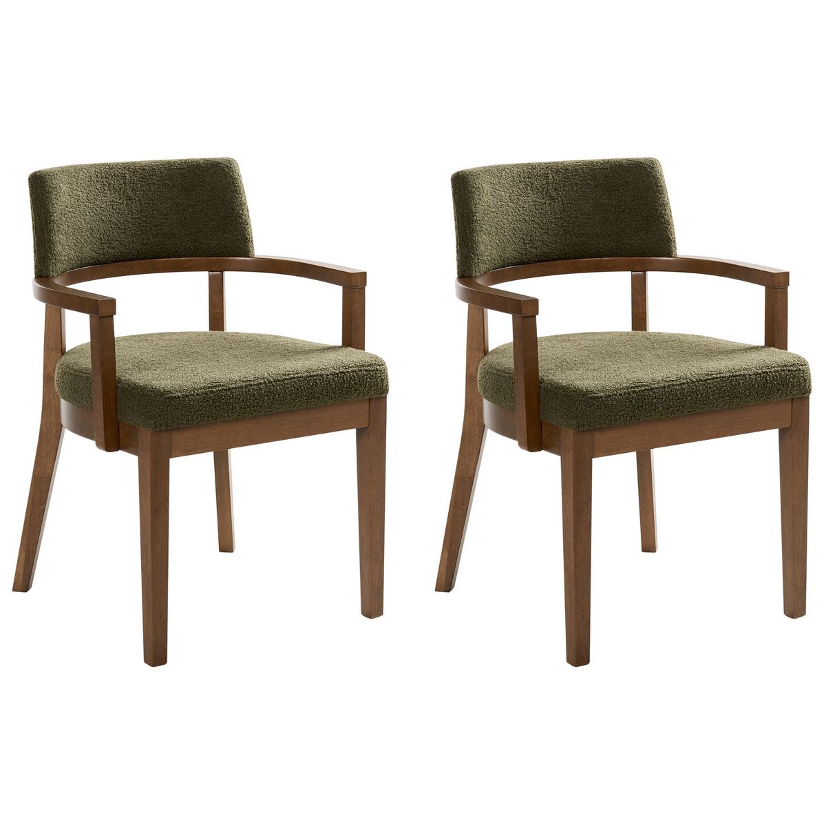 ESSZIMMERSTUHL 2er-Set Grün Dalbo - Dunkelbraun/Grün, Textil (59/82/56cm) - Beliani