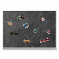 MAGNETTAFEL 100x70 cm Weißer Rahmen Dunkle Steinstruktur - Nickelfarben, Metall (100/70/0.4cm) - TULUP