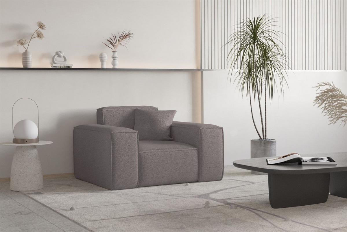 SESSEL Celes Premium Ascot Bukla - Taupe, Holzwerkstoff/Textil (121/73/88cm) - Fun Möbel