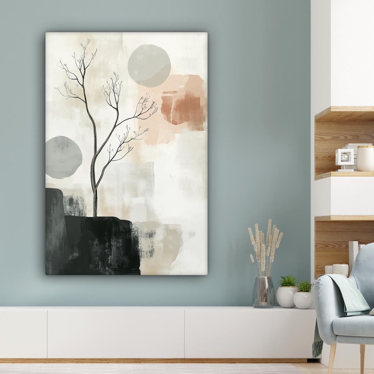 LEINWANDBILD Wabi sabi - Beige - Pflanze Deko XXL 80x120 cm - Sandfarben, Textil (80/120cm) - MuchoWow