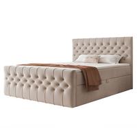 BOXBETT JOLIE 180x200 cm mit Matratze, Graubeige - Greige, Textil (180/200cm) - Idohome