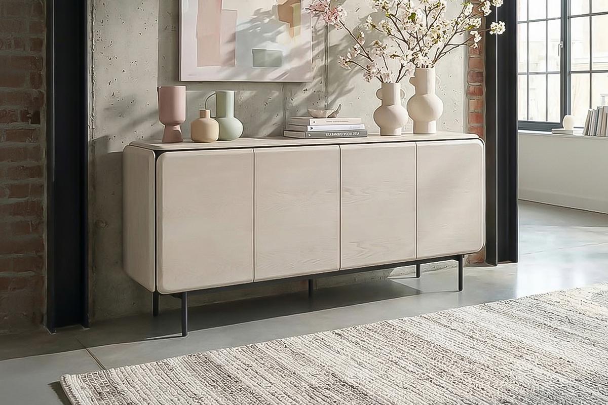 SIDEBOARD AVRIL Grau Eiche - Schwarz/Grau, Holzwerkstoff/Metall (181/87/40cm) - KAWOLA
