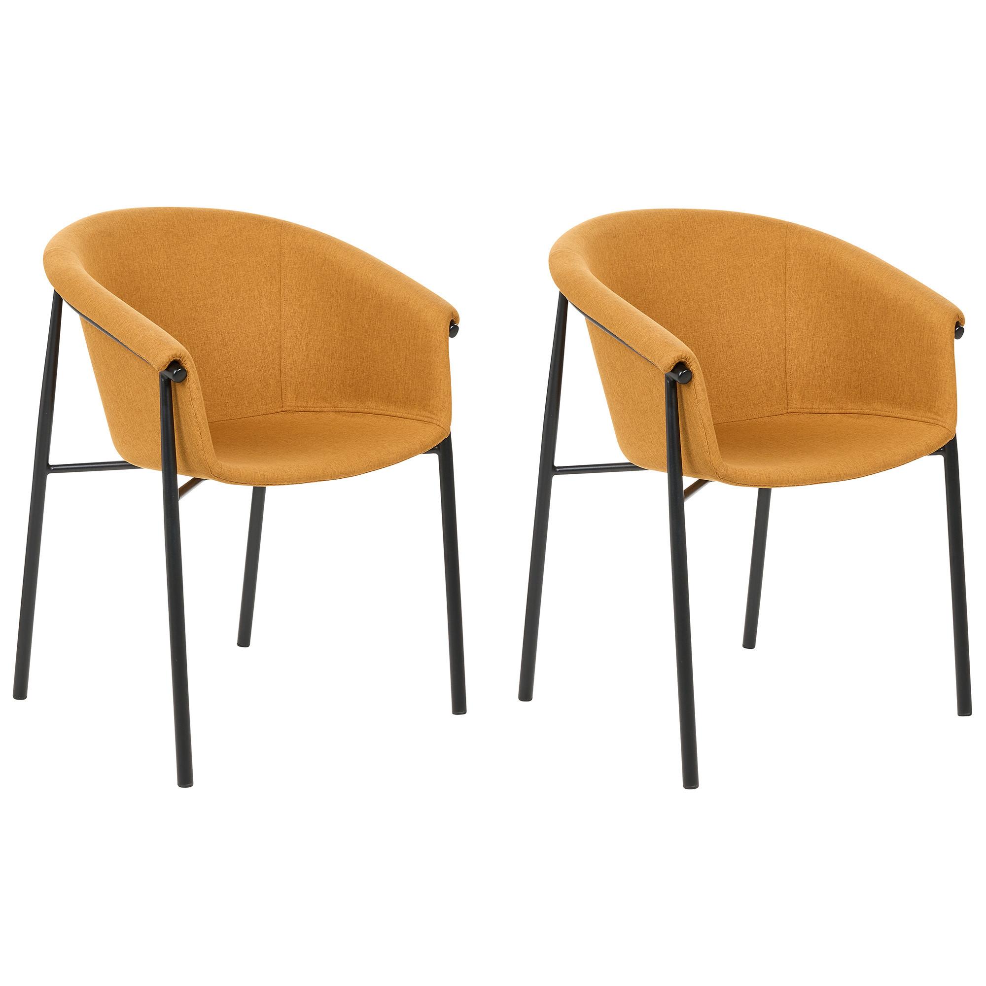 ESSZIMMERSTUHL 2er-Set Polyester Orange Ames - Orange, Textil/Metall (57/80/56cm) - Beliani