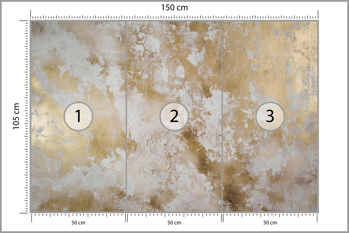 FOTOTAPETE für Wohnzimmer Modern Beton Gold Ornamente 150x105 - Beige/Braun, Papier (150/105cm) - Muralo