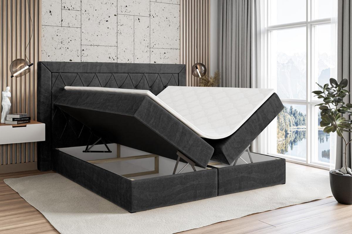 BOXBETT mit H3-Matratze und Lattenrost - NOEL - 140x200 Schwarz - Schwarz, Holzwerkstoff (140/200cm) - ALTDECOR
