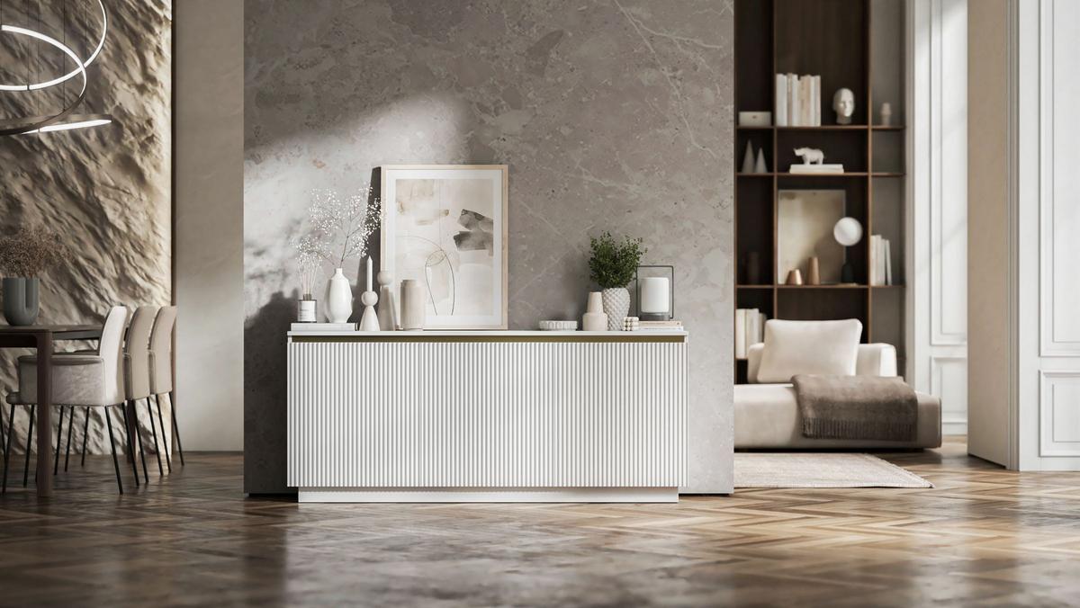 KOMMODE Selene 3D Weiß Matt Glamour 167 cm - Weiß, Holzwerkstoff (166.8/71.4/35cm) - Meble Lindner