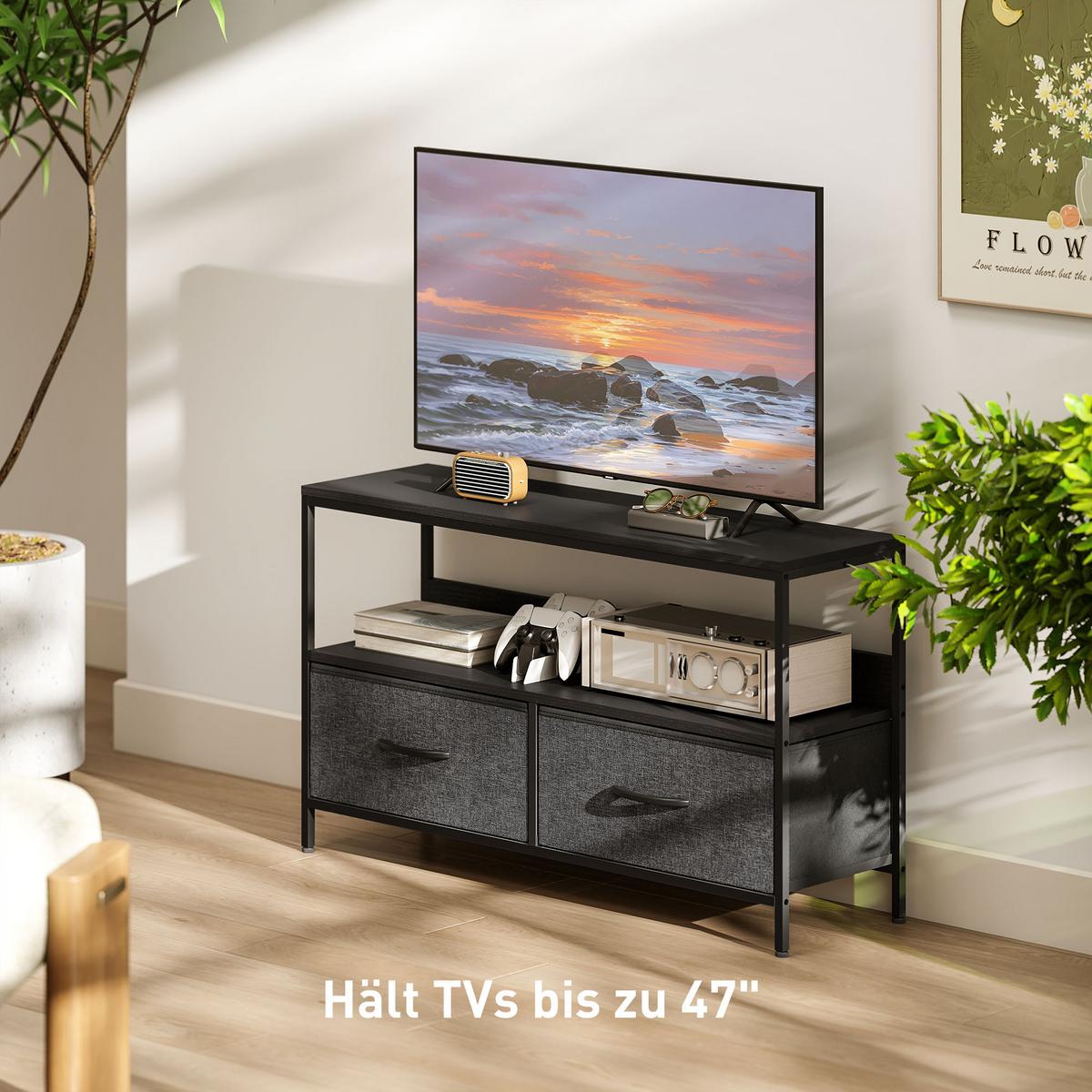 TV-SCHRANK 839-071V00BK - Schwarz, Metall (29/56/98cm) - HOMCOM