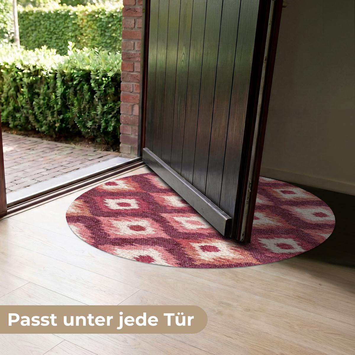 FUSSMATTE Diamantformen - Rosa - Muster - Textur Flurteppich 90x90 cm - Beere, Kunststoff (90/0.4cm) - MuchoWow