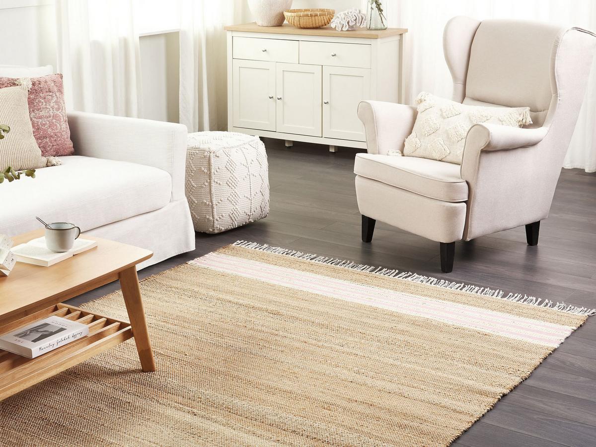 TEPPICH geflochten Mirza 230/160 cm - Beige, Naturmaterialien (160/230cm) - Beliani