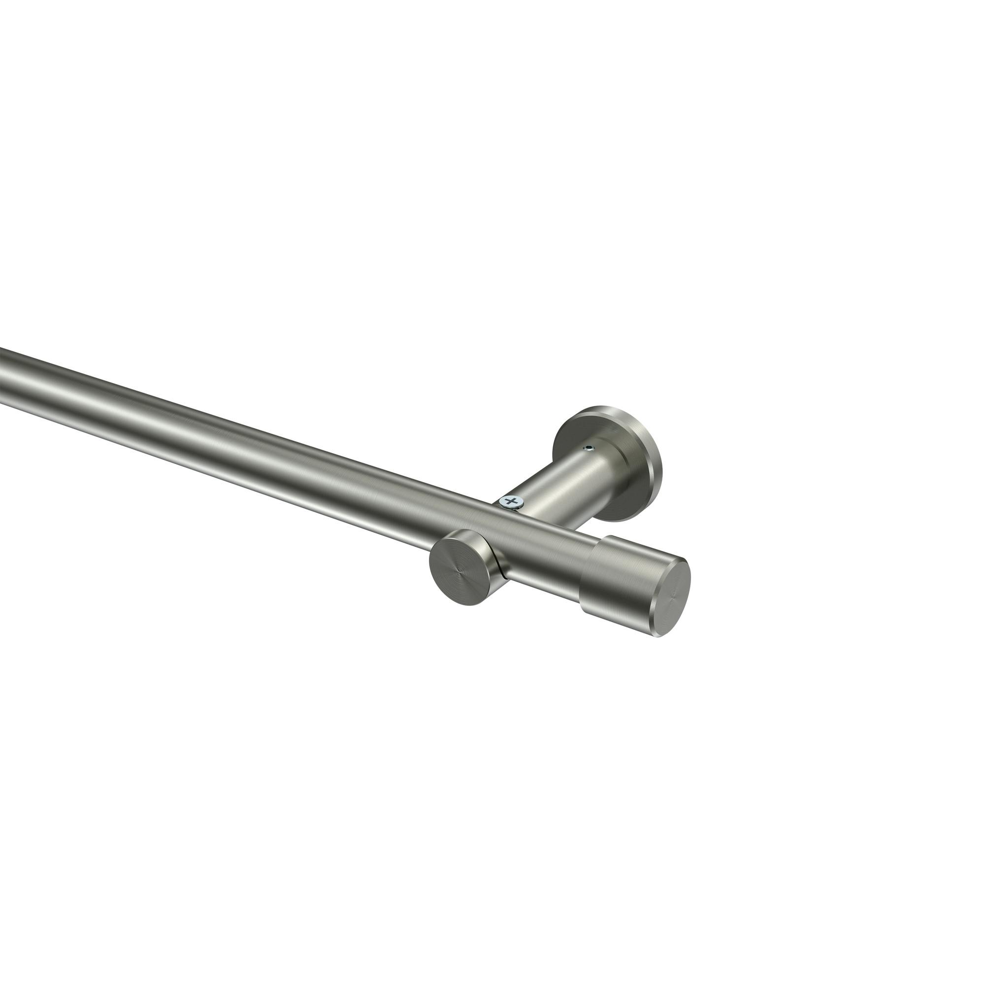GARDINENSTANGE Platon Santo 320 cm (geteilt in 2 x 160 cm), 1-läufig (ohne Ringe), 20 mm Ø Edelstahl-Optik - Edelstahlfarben, Metall (320cm) - INTERDECO