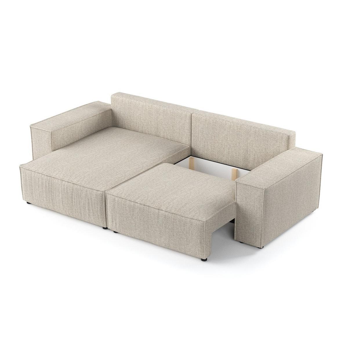 ECKSOFA CAVO mit Schlaffunktion Beige im City Stoff - Beige/Schwarz, Holz/Holzwerkstoff (255/148cm) - AltaBeds