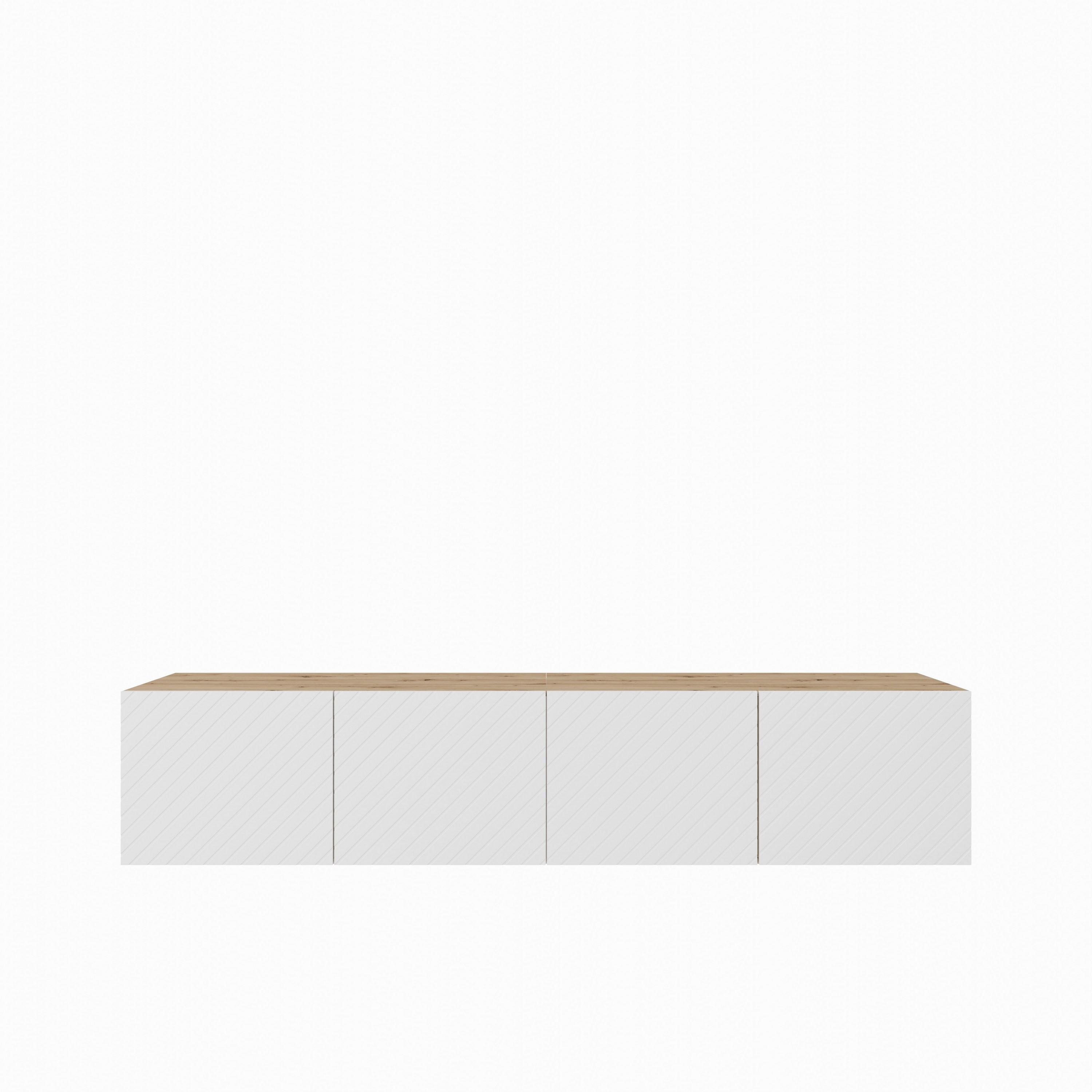 LOWBOARD CAVA 200/41/40 cm, Hängender TV-Schrank Eiche Artisan - Weiß/Eiche Artisan, Holzwerkstoff (200/41/40cm) - MASSENO