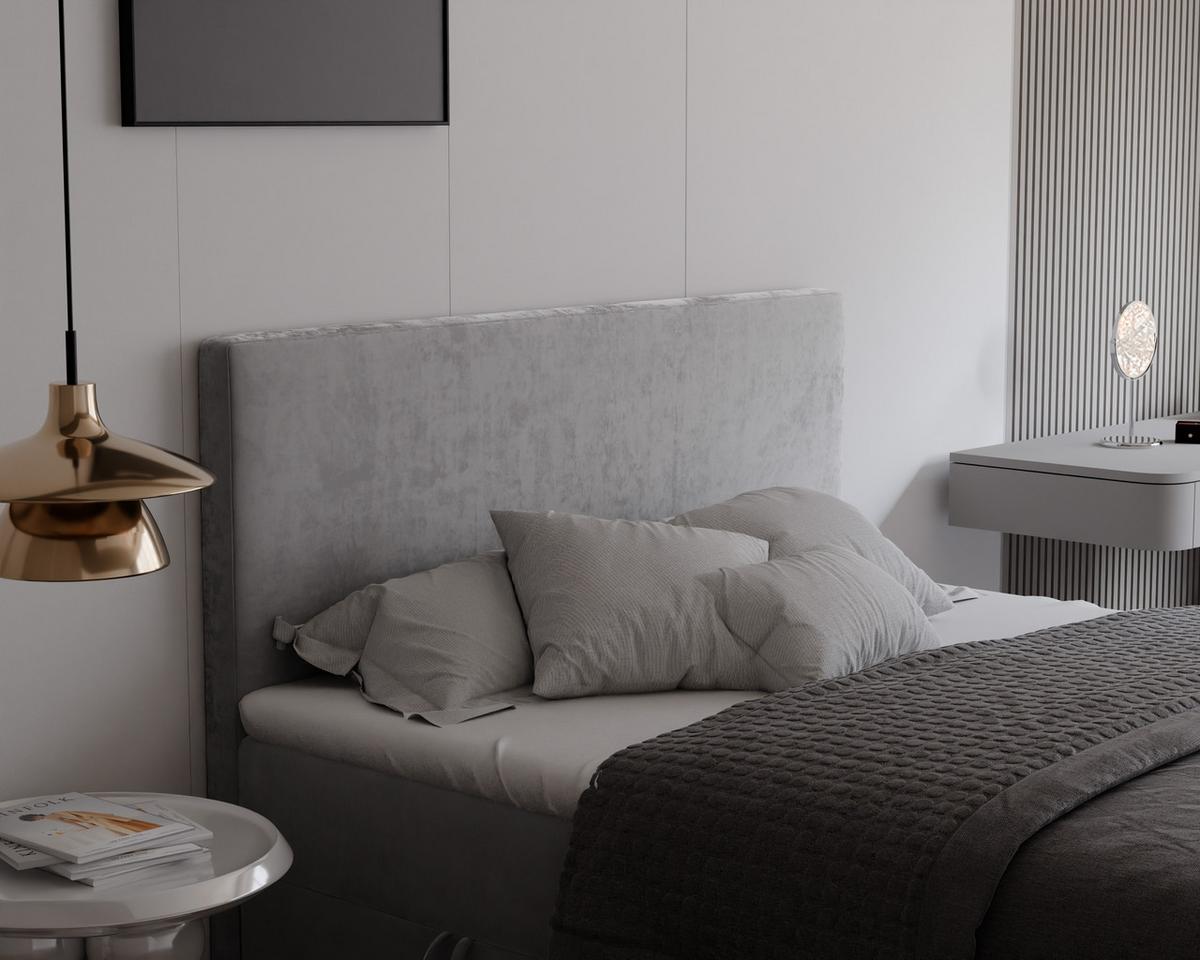 BOXBETT GIULIA 200/200 cm mit Matratze und Topper, Hellgrau - Hellgrau, Textil (200/200cm) - Idohome