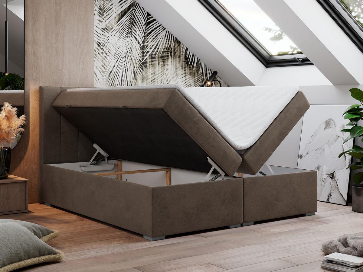 BOXBETT LOPE 120/200 - Braun Velvet - H4 - Braun, Holz/Textil (120/200cm)