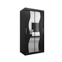 SCHWEBETÜRENSCHRANK 200/100/62 2-türig - Silberfarben/Schwarz, Holz/Kunststoff (100/200/62cm) - MÖBEL KRYSPOL