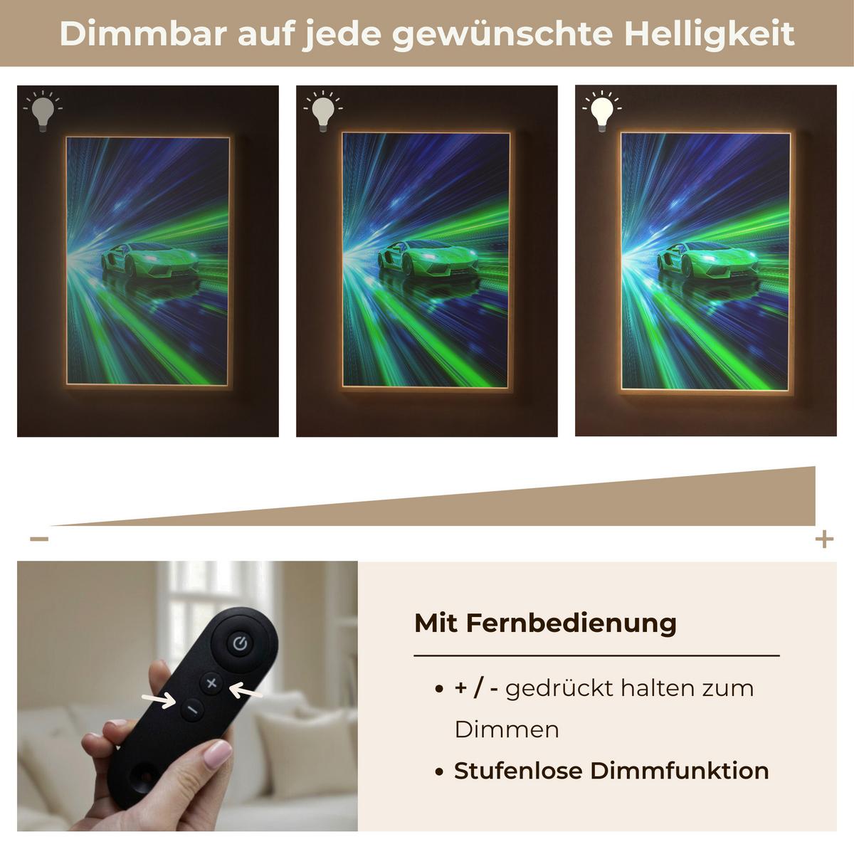 NACHTTISCHLAMPE MIT AKKU Geschwindigkeit - Leicht - Sportwagen - Grün 70x100 cm - Grün, Holzwerkstoff (8/70/100cm) - OnlyWow