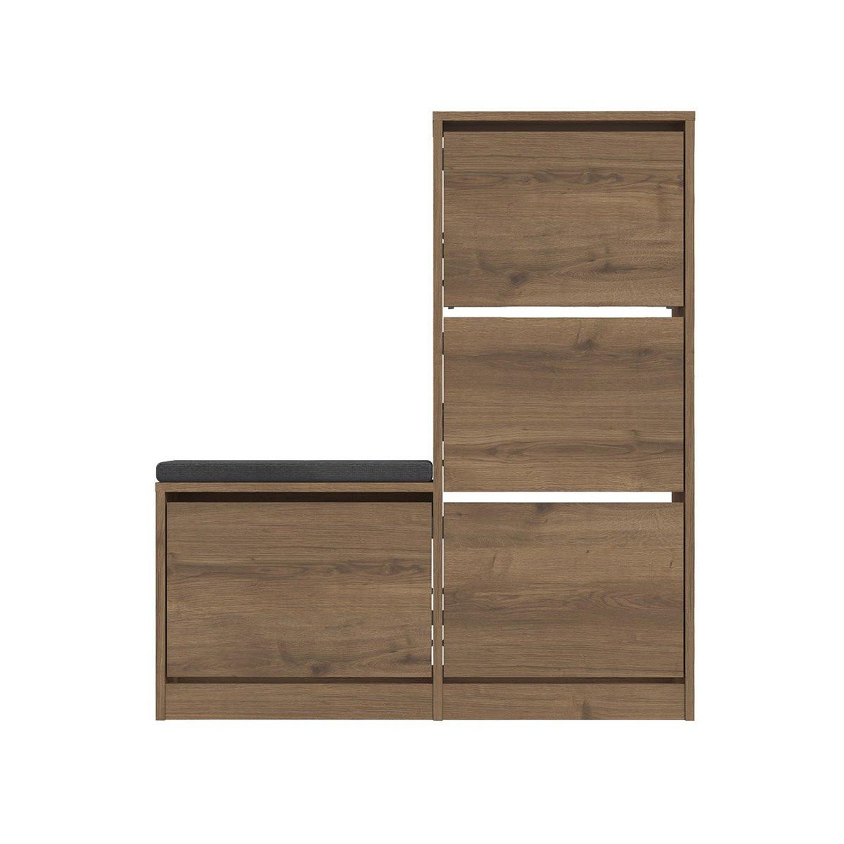 SCHUHSCHRANK 4 Türen L105 cm - Dude - Wildeiche, Holzwerkstoff (105/118.5/26cm) - Calicosy
