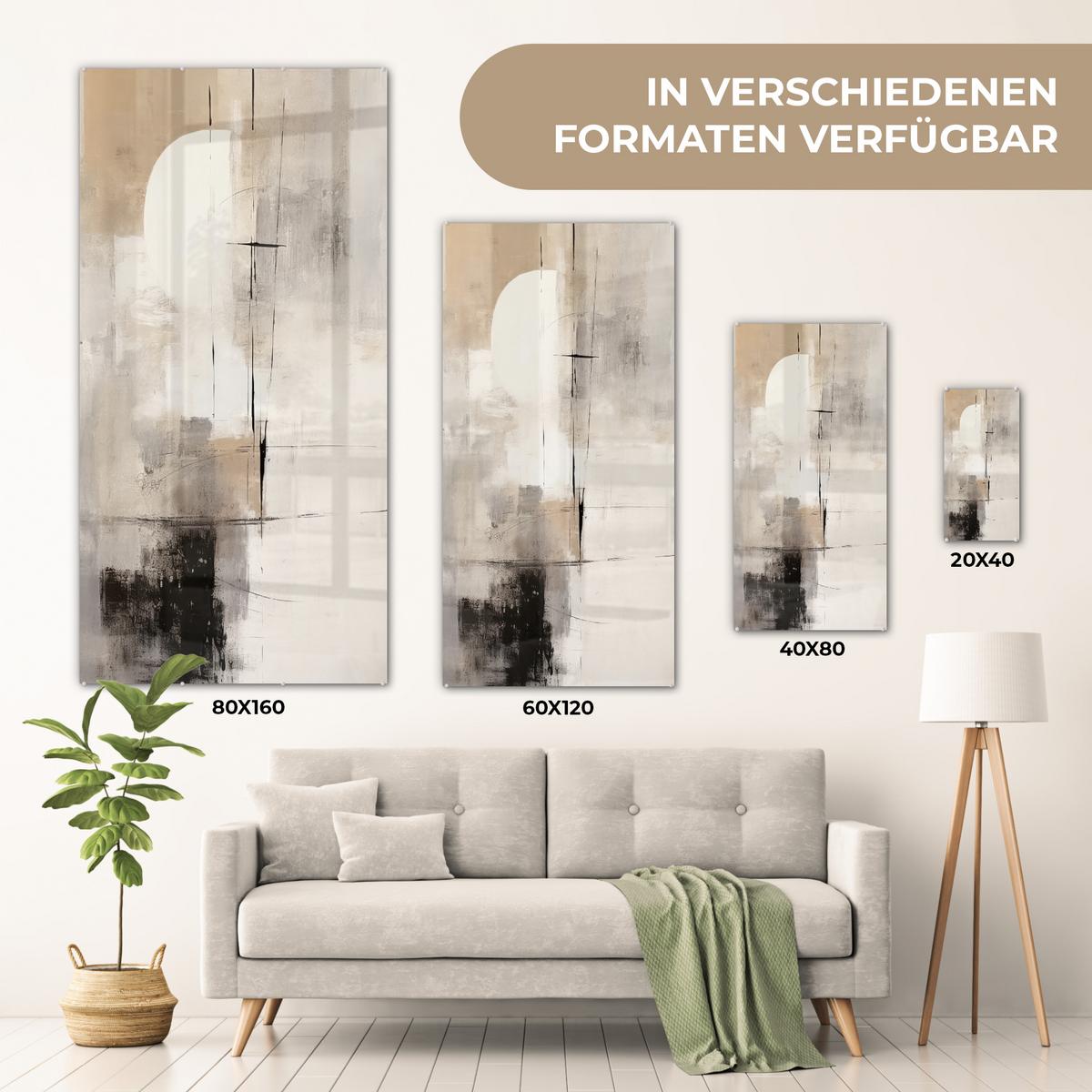 ACRYLGLASBILD Abstrakt - Kunst - Grau 60x120 cm - Hellgrau, Glas (60/120cm) - MuchoWow