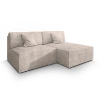 ECKSOFA FIORO P Creme Kordstoff mit Schlaffunktion - Creme/Grau, Holz/Kunststoff (204/148cm) - MASSENO